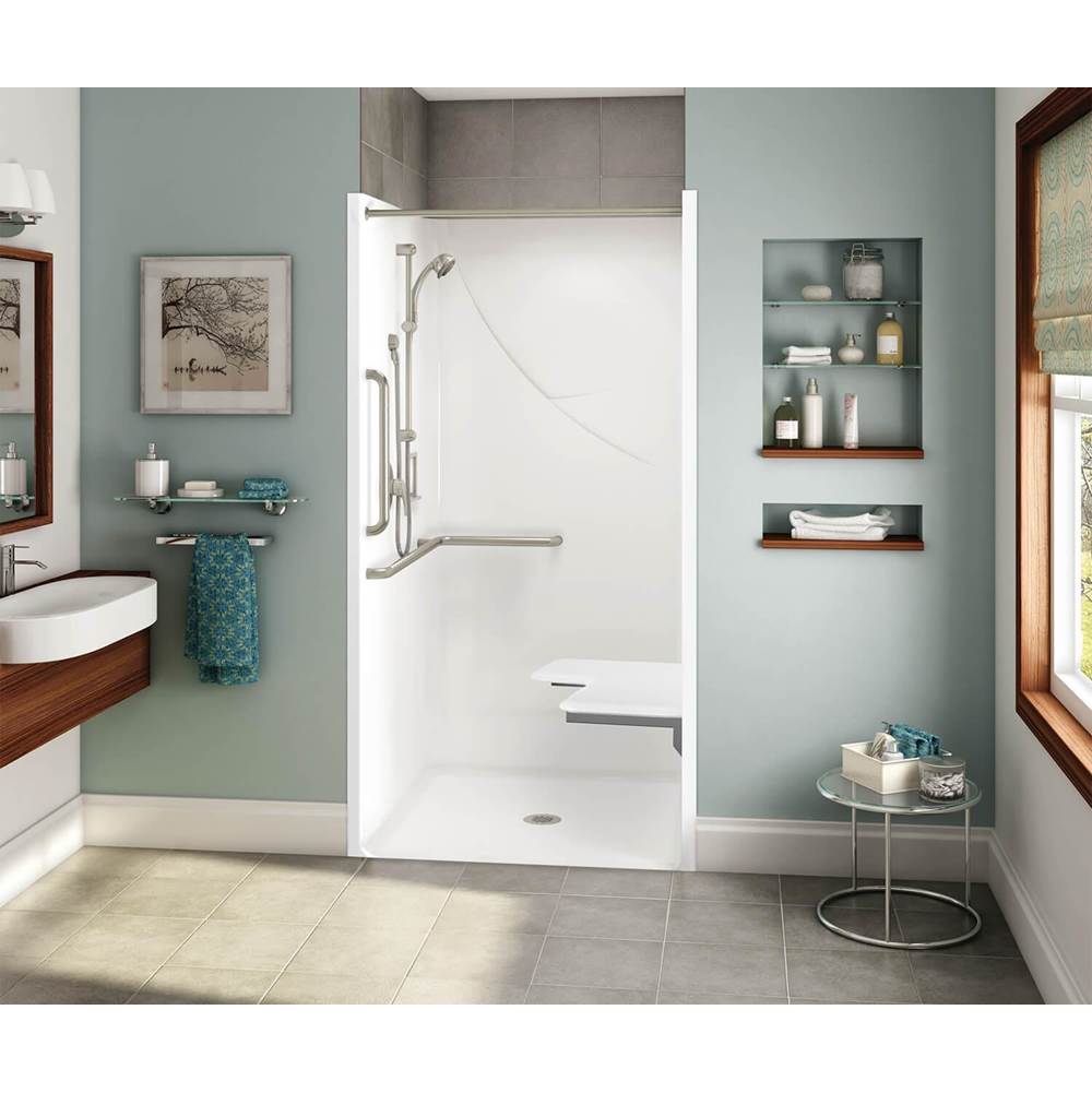 Aker OPS-3636 RRF AcrylX Alcove Center Drain One-Piece Shower in Bone - ANSI Compliant