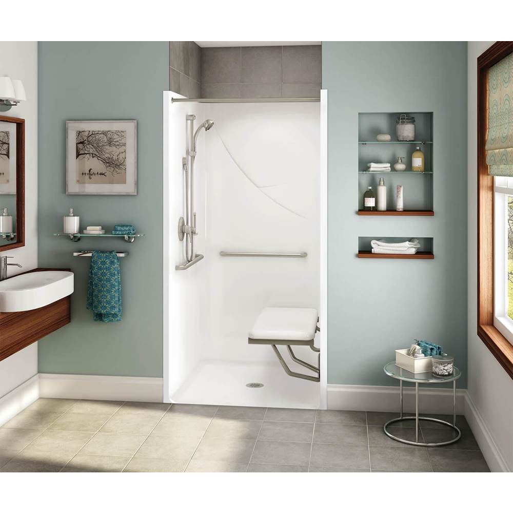 Aker OPS-3636-RS RRF AcrylX Alcove Center Drain One-Piece Shower in Bone - MASS Compliant