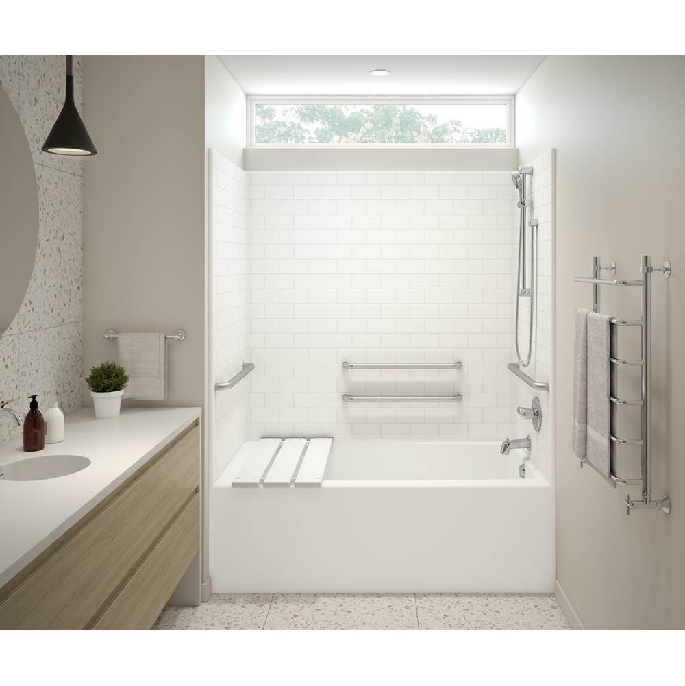 Aker F6030STT AcrylX Alcove Left-Hand Drain One-Piece Tub Shower in Biscuit