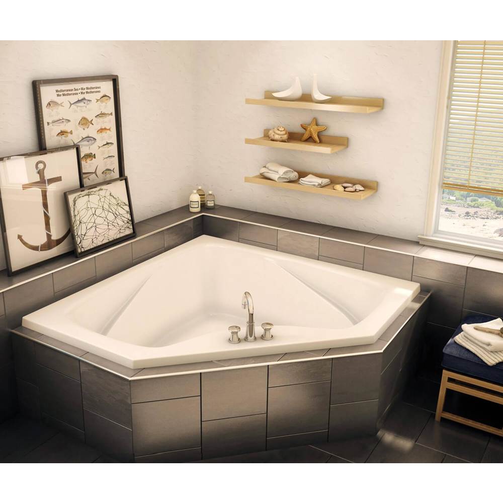 Aker CTF2-6060 AcrylX Corner Center Drain Bodywrap Bath in Sterling Silver
