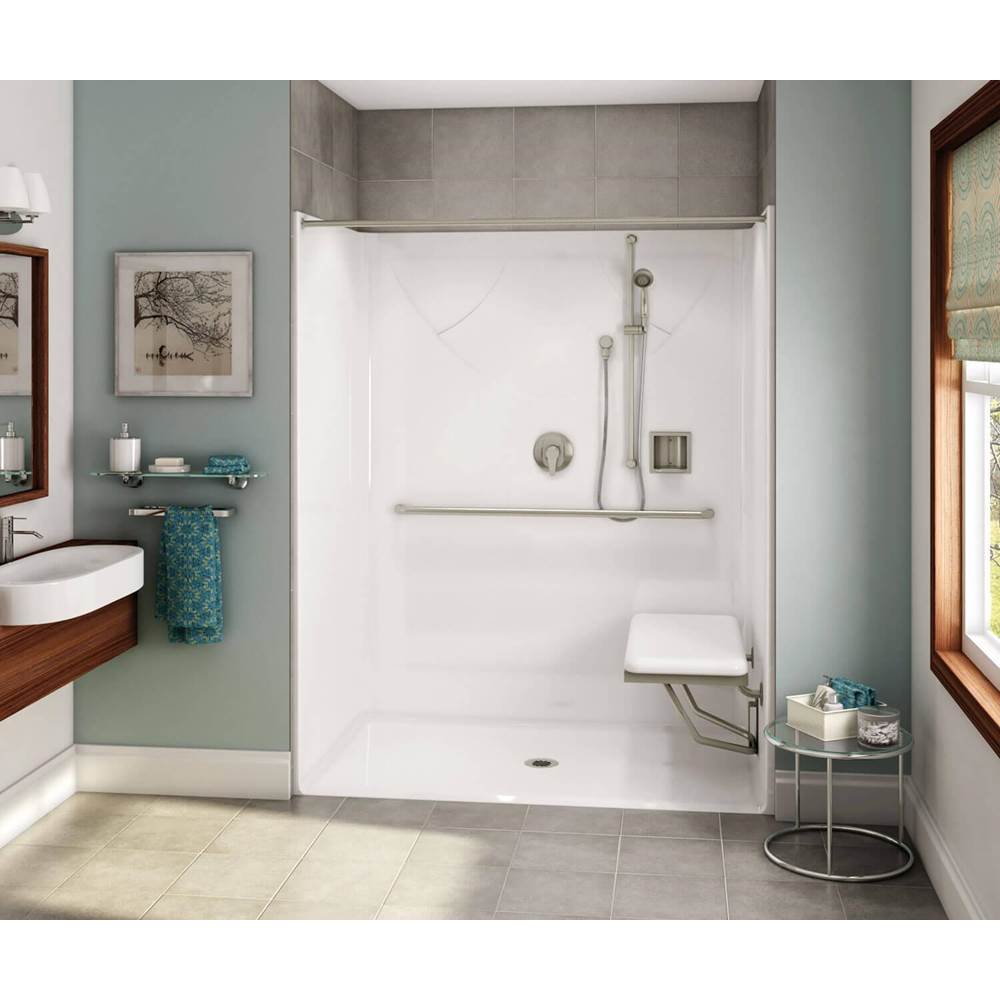 Aker OPS-6036 AcrylX Alcove Center Drain One-Piece Shower in Thunder Grey - Massachusetts Compliant
