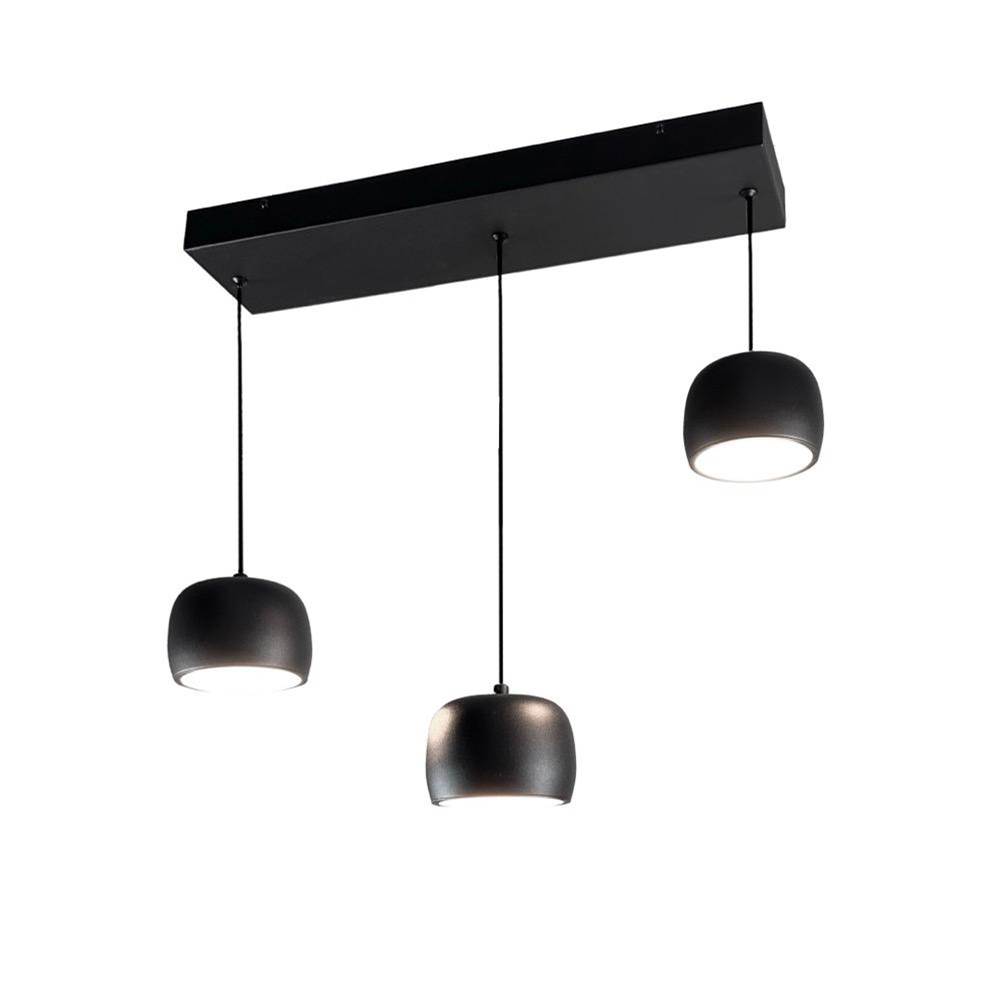 Artcraft Onyx Collection Integrated LED 3-Light Pendant, Black