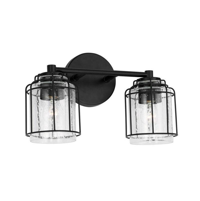 Capital Lighting Harmon 2-Light Vanity in Matte Black with Clear Seeded Glass