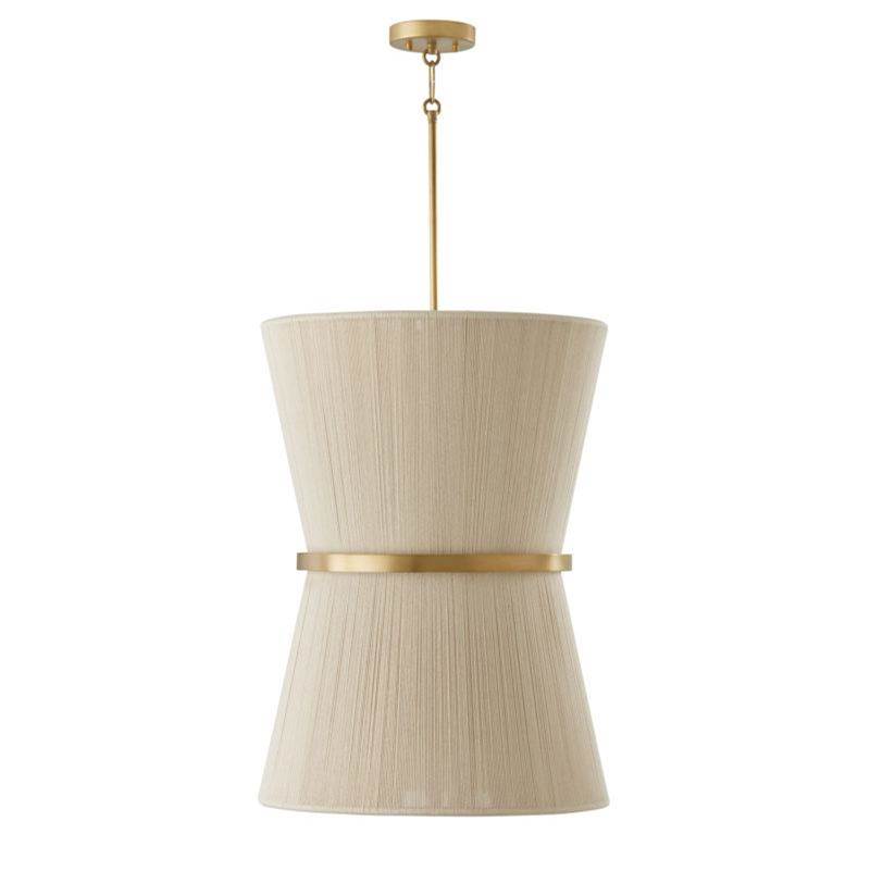 Capital Lighting Cecilia 6-Light Foyer in Bleached Natural Rope and Patinaed Brass