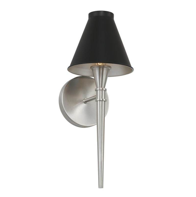 Capital Lighting Benson 1-Light Sconce in Black Tie with Black Metal Shade with Brushed Nickel Interior