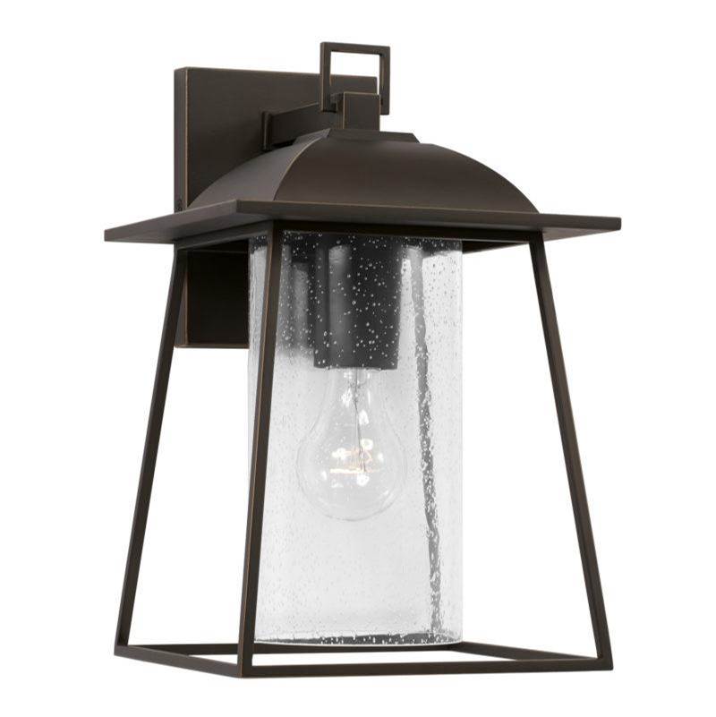 Capital Lighting Durham 1-Light Outdoor Wall-Lantern in Oiled Bronze with Clear Seeded Glass