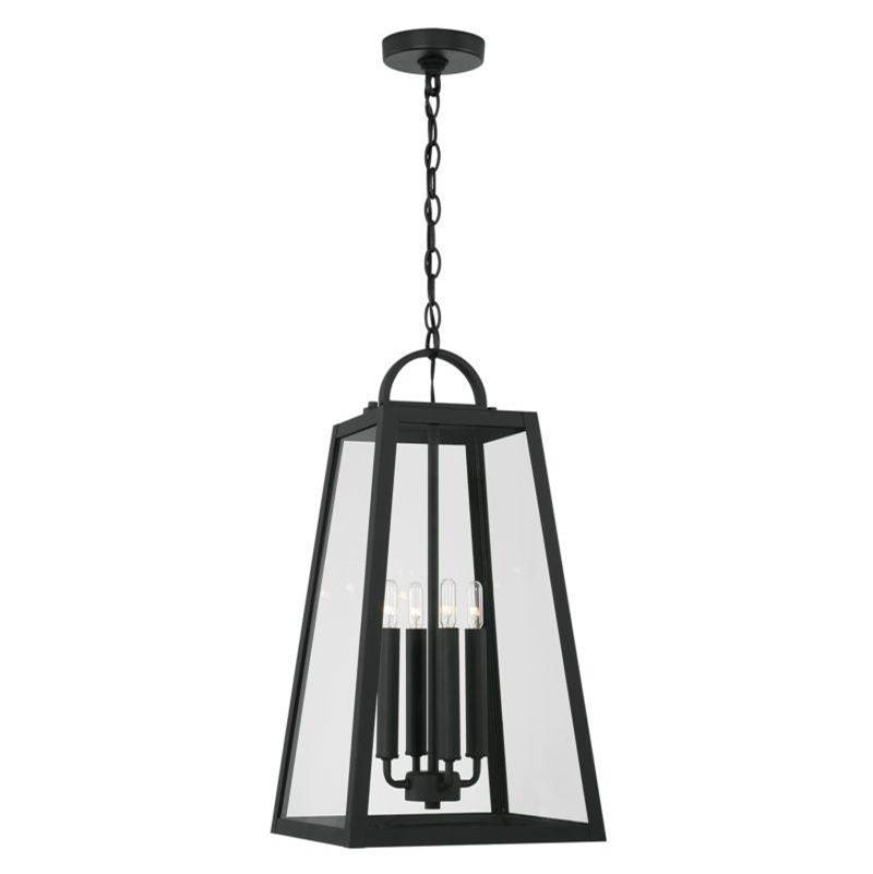 Capital Lighting Leighton 4-Light Outdoor Hanging-Lantern in Black with Clear Glass