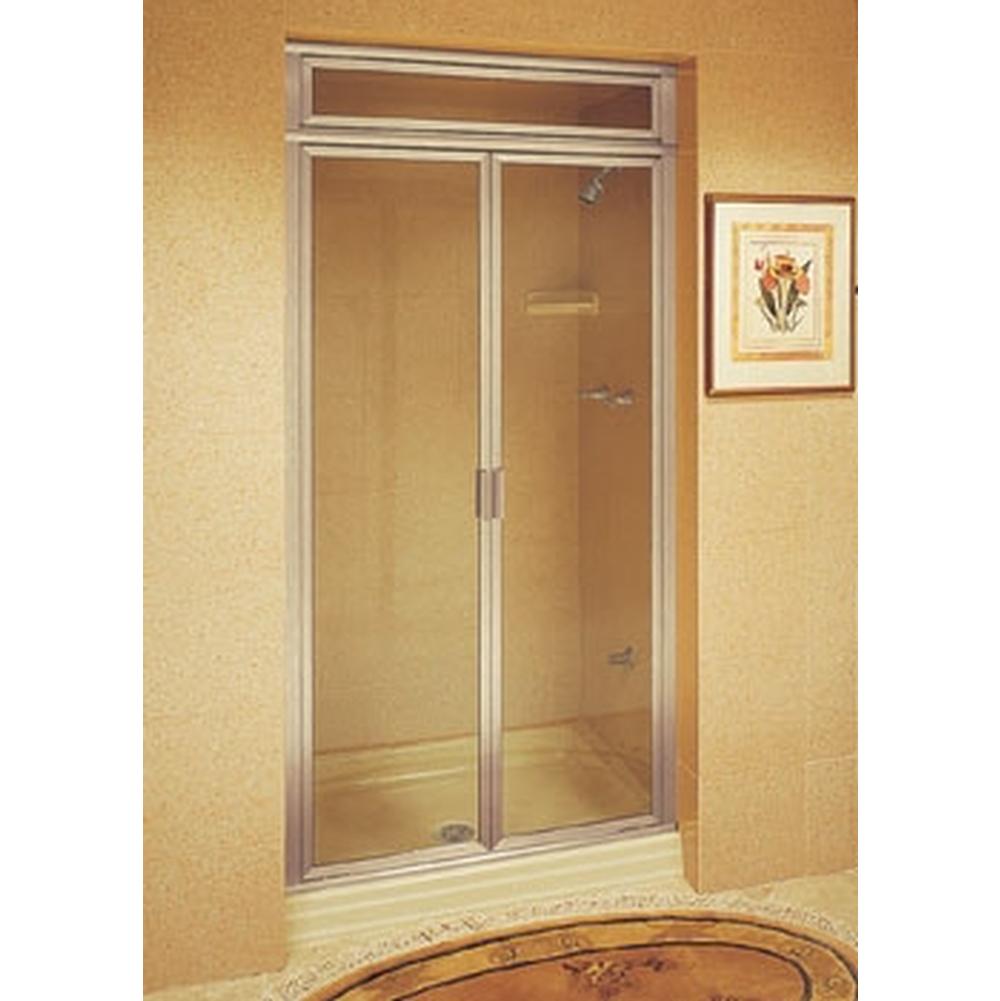 Century Bathworks B-1629 French Doors with Steam Transom, 1'' Frame, Satin Nickel, Clear Glass