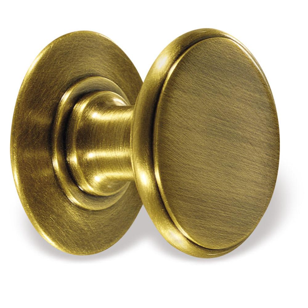 Colonial Bronze T Cabinet Knob Hand Finished in Matte Satin Brass