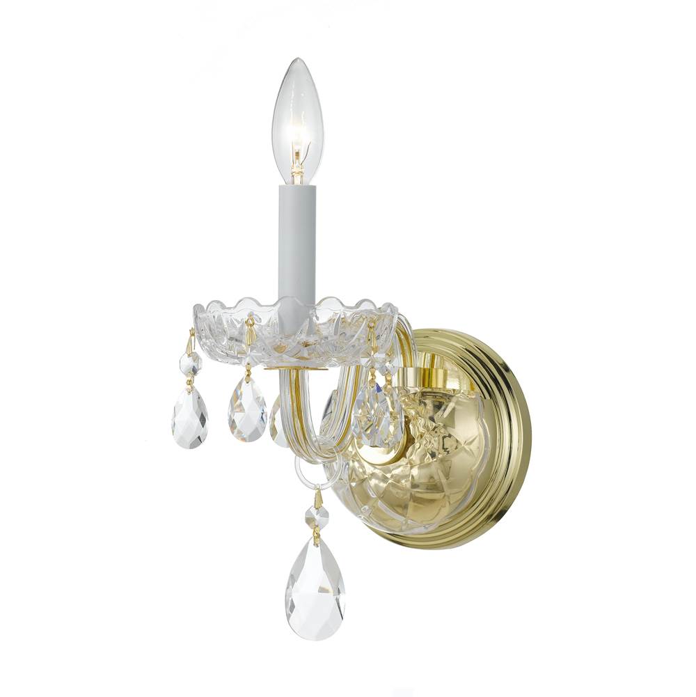 Crystorama Traditional Crystal 1 Light Swarovski Strass Polished Brass Sconce