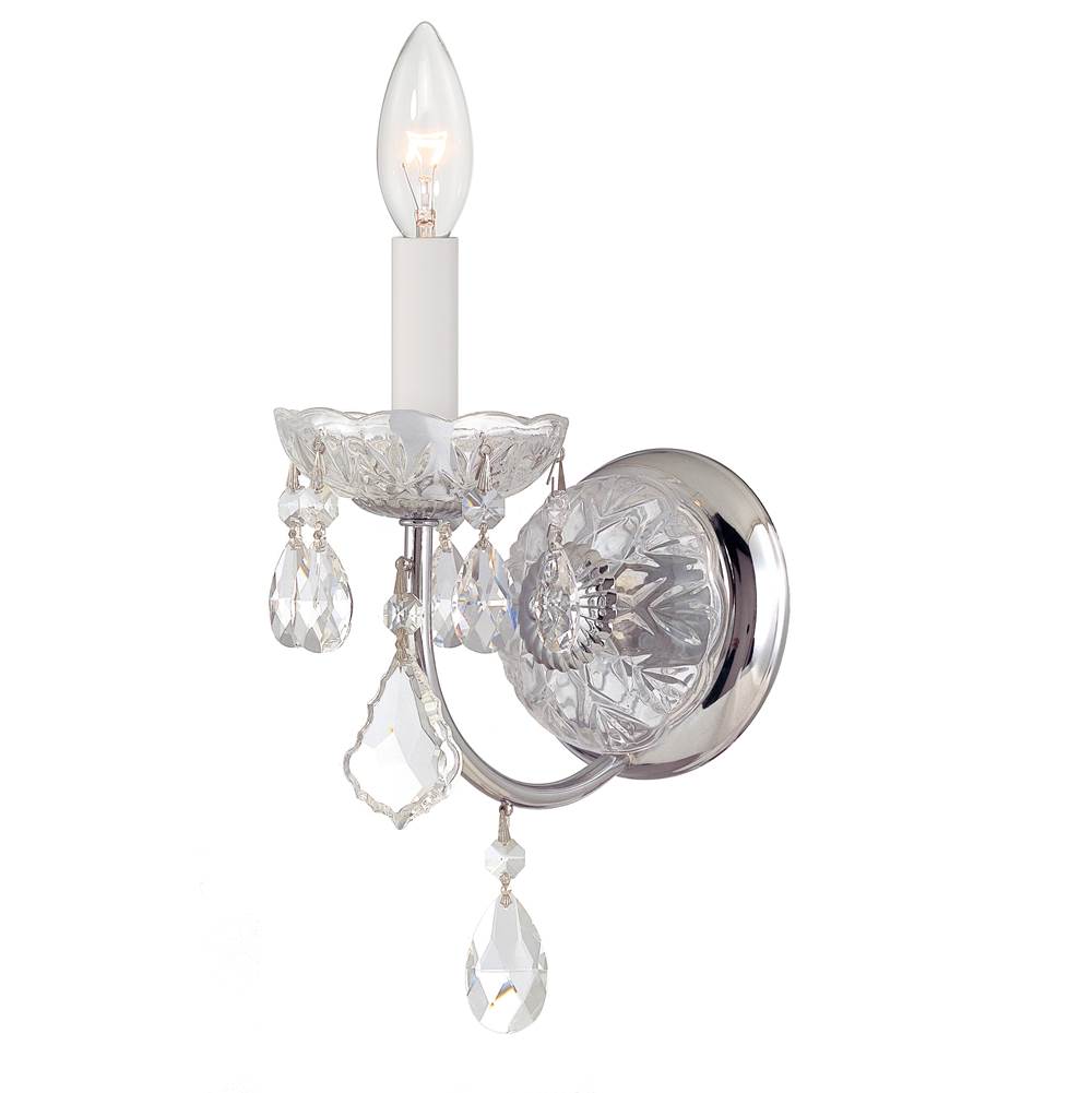 Crystorama Imperial 1 Light Hand Cut Crystal Polished Chrome Sconce