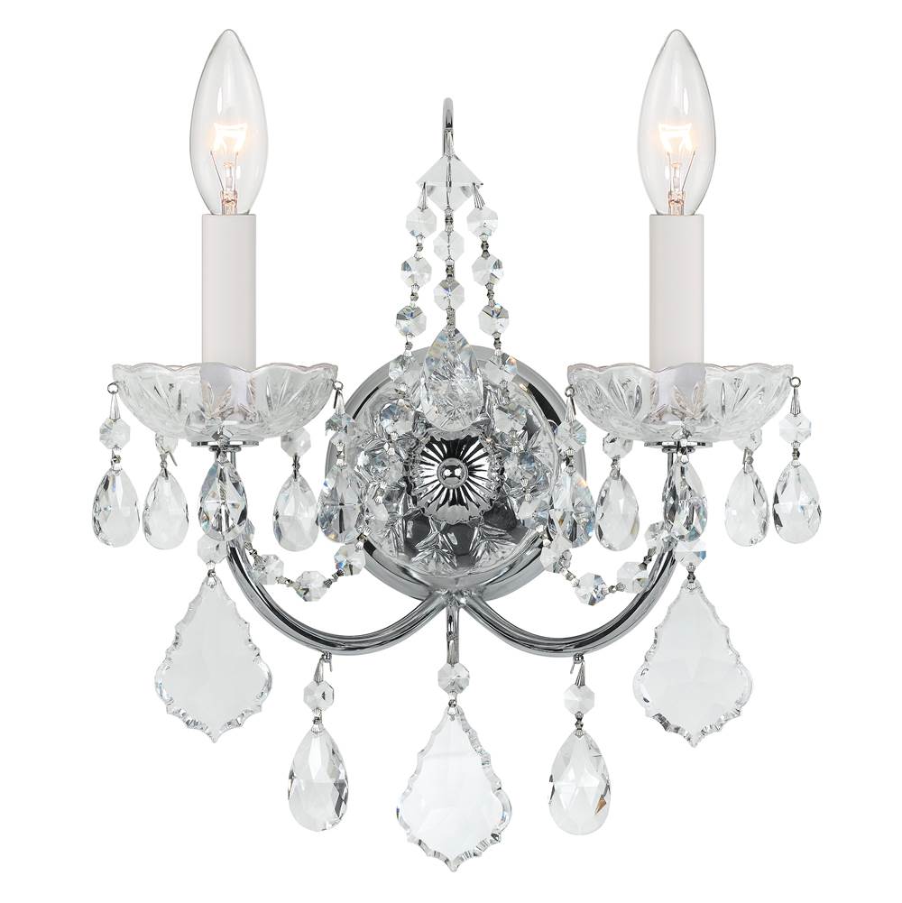 Crystorama Imperial 2 Light Clear Italian Crystal Polished Chrome Sconce