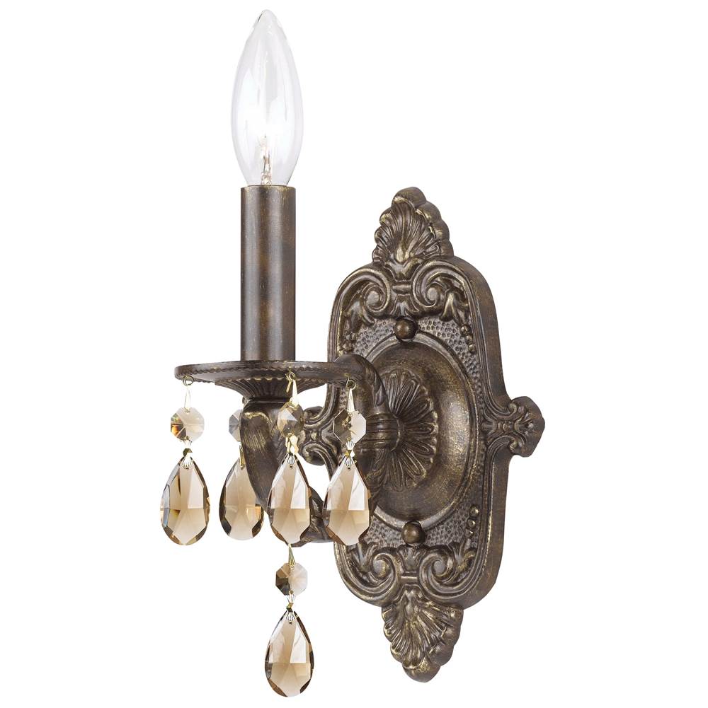 Crystorama Paris Market 1 Light Golden Teak Crystal Venetian Bronze Sconce