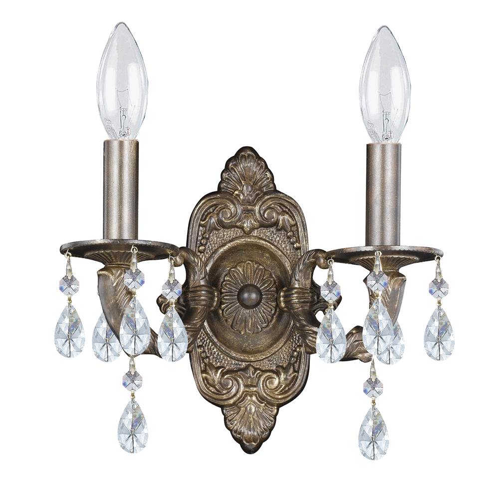 Crystorama Paris Market 2 Light Spectra Crystal Venetian Bronze Sconce