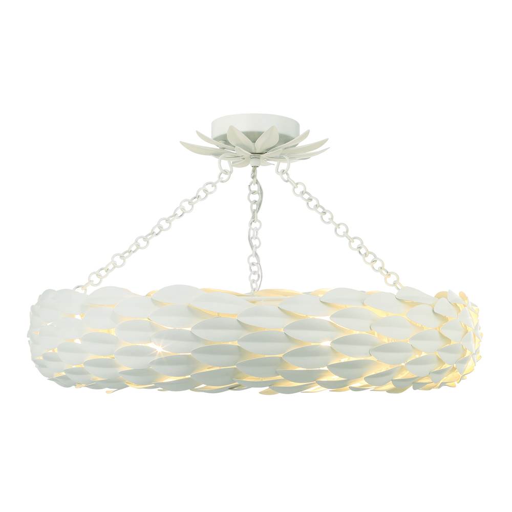 Crystorama Broche 6 Light Matte White Ceiling Mount