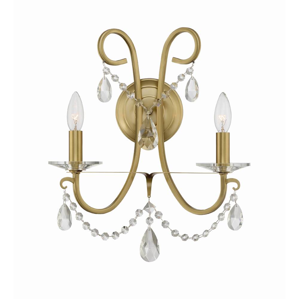 Crystorama Othello 2 Light Spectra Crystal Vibrant Gold Wall Mount