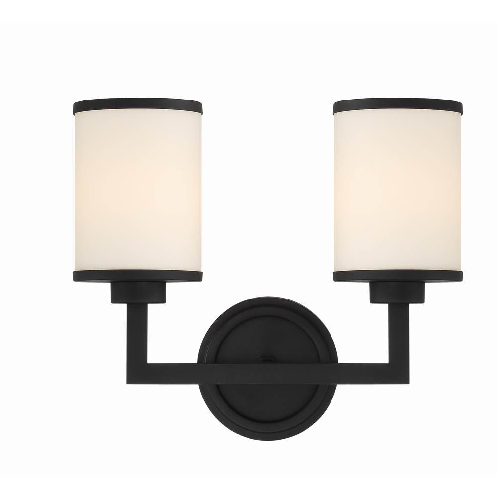 Crystorama Bryant 2 Light Black Forged Wall Mount
