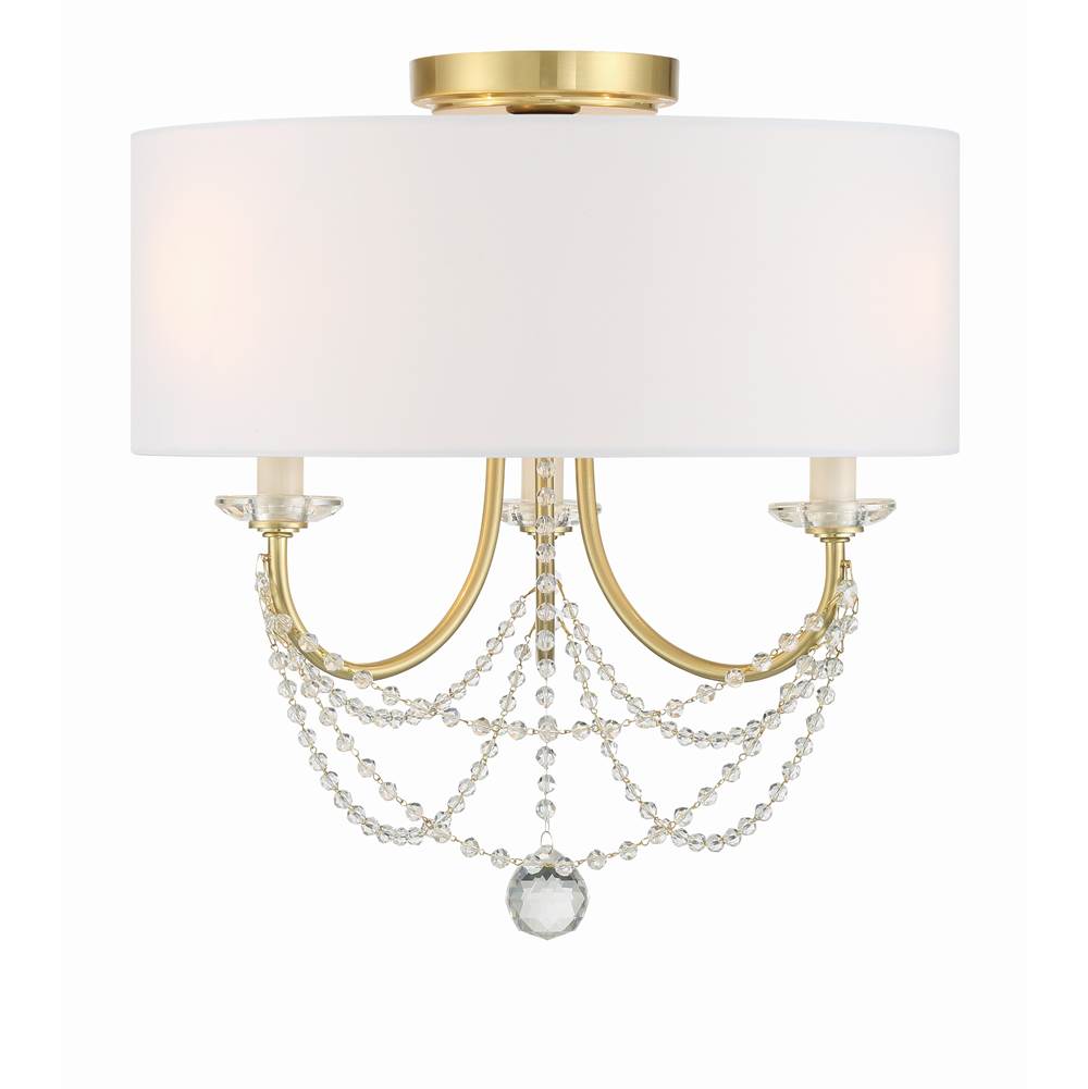 Crystorama Delilah 3 Light Aged Brass Ceiling Mount