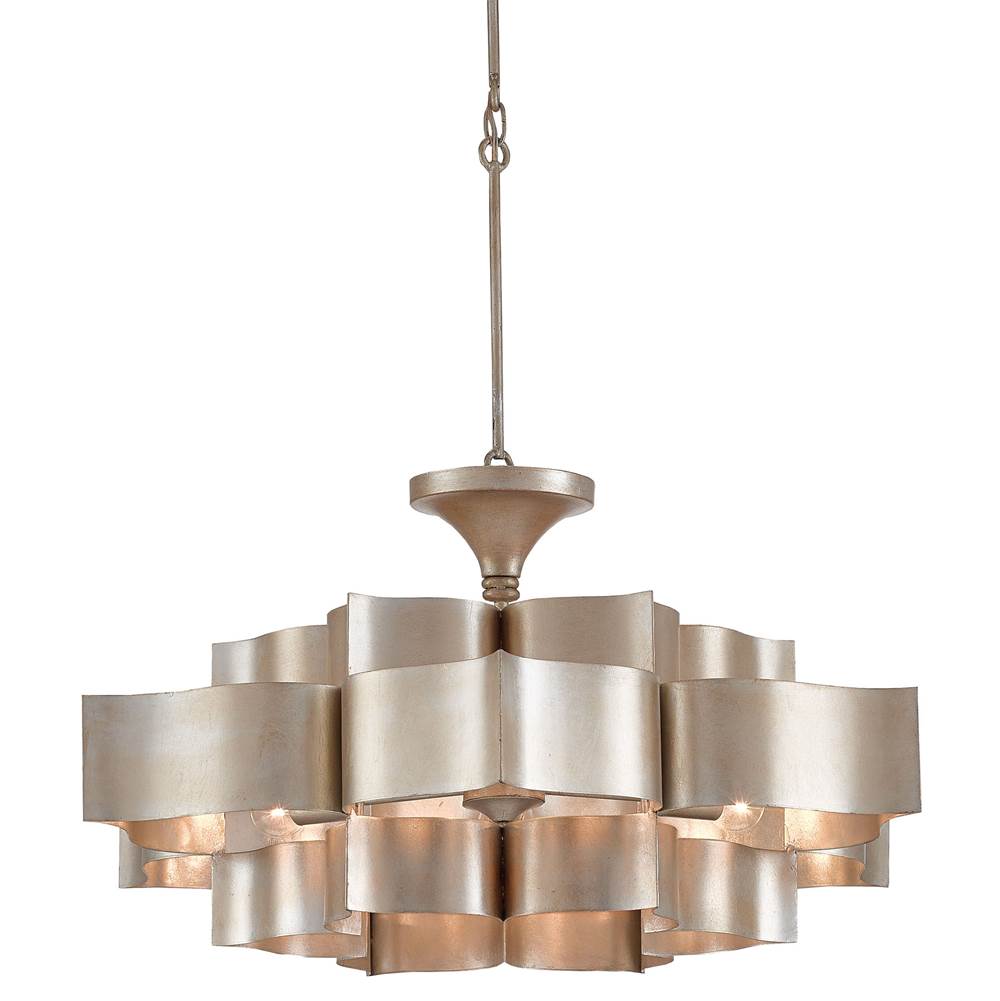 Currey And Company Grand Lotus Silver Large Chandelier