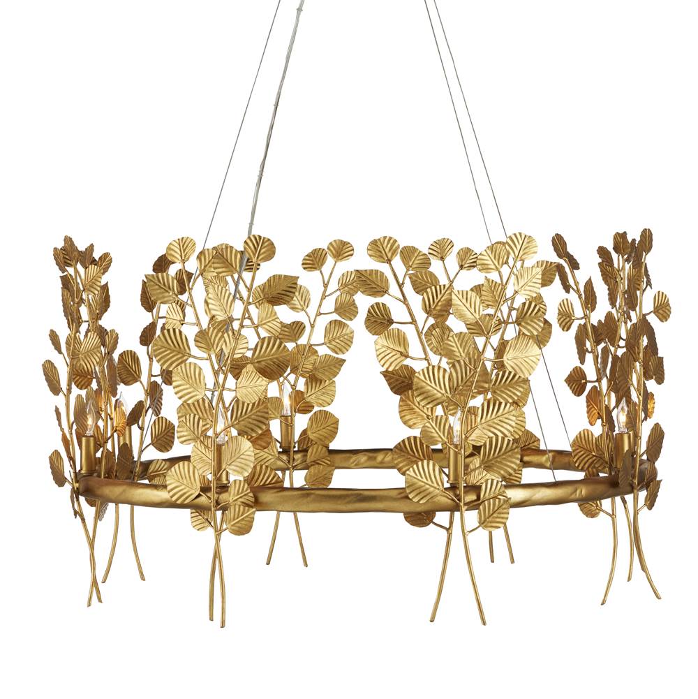 Currey And Company Golden Eucalyptus  Round Chandelier
