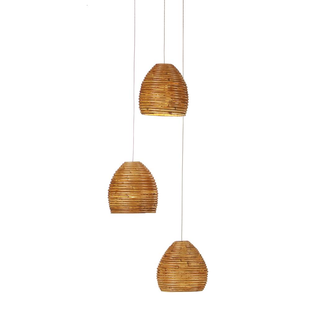 Currey And Company Beehive 3-Light Multi-Drop Pendant