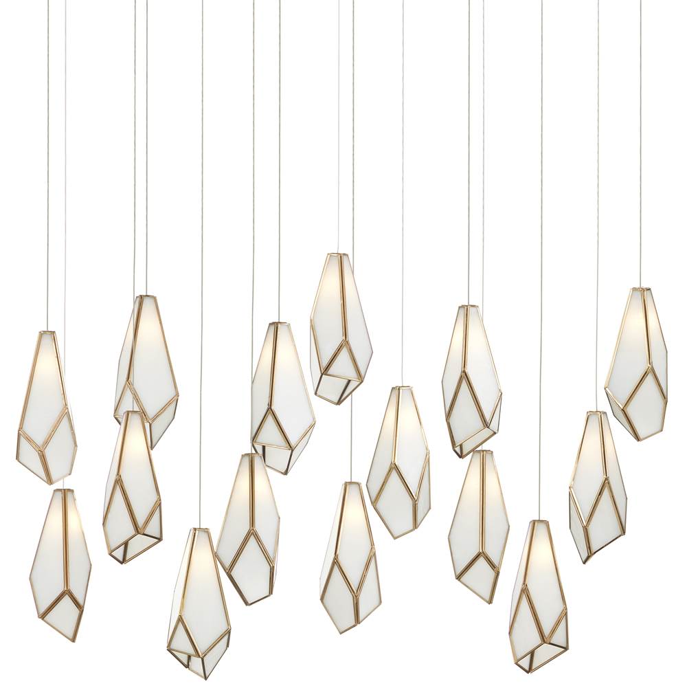 Currey And Company Glace White Rectangular 15-Light Multi-Drop Pendant