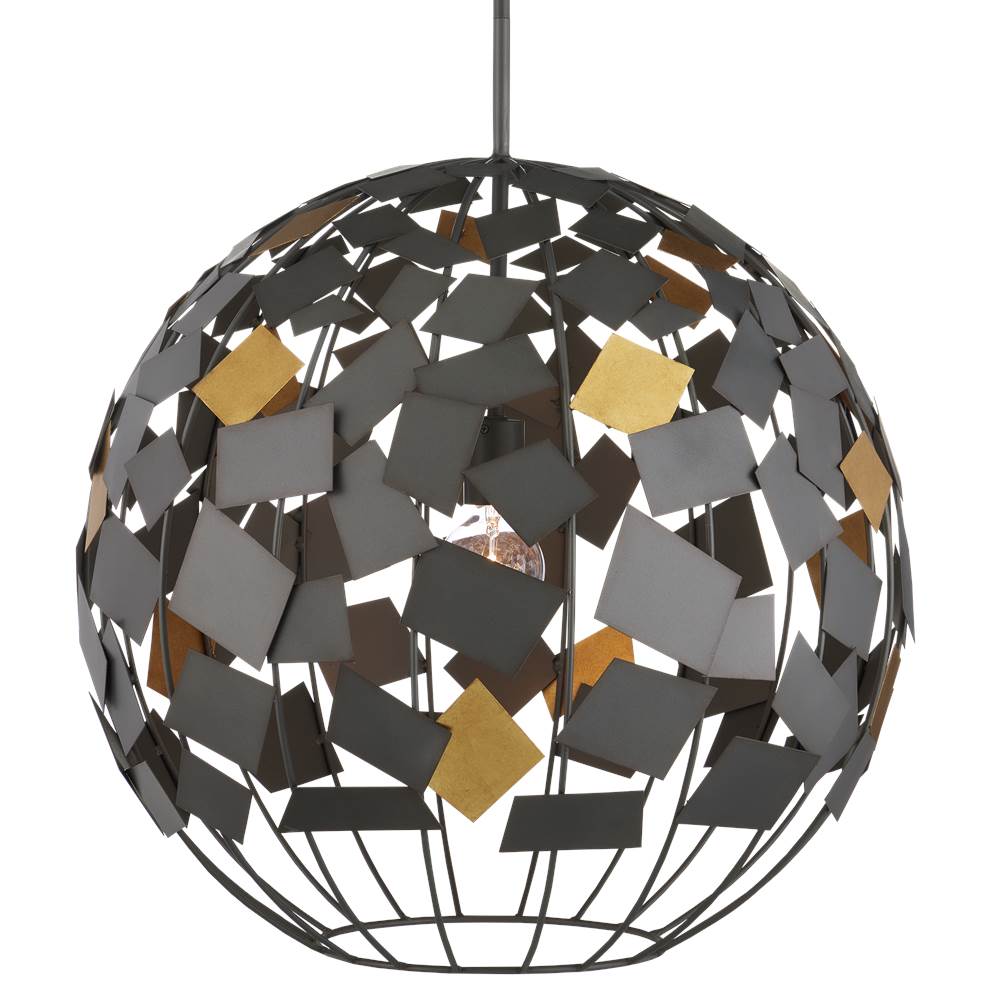 Currey And Company Moon Night Gray and Gold Orb Chandelier