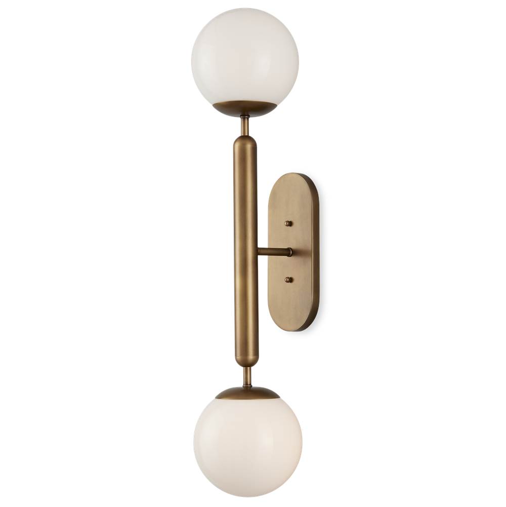 Currey And Company Barbican Double-Light Brass Wall Sconce