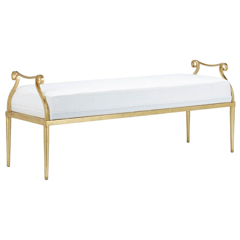 Currey And Company Genevieve Muslin Gold Bench