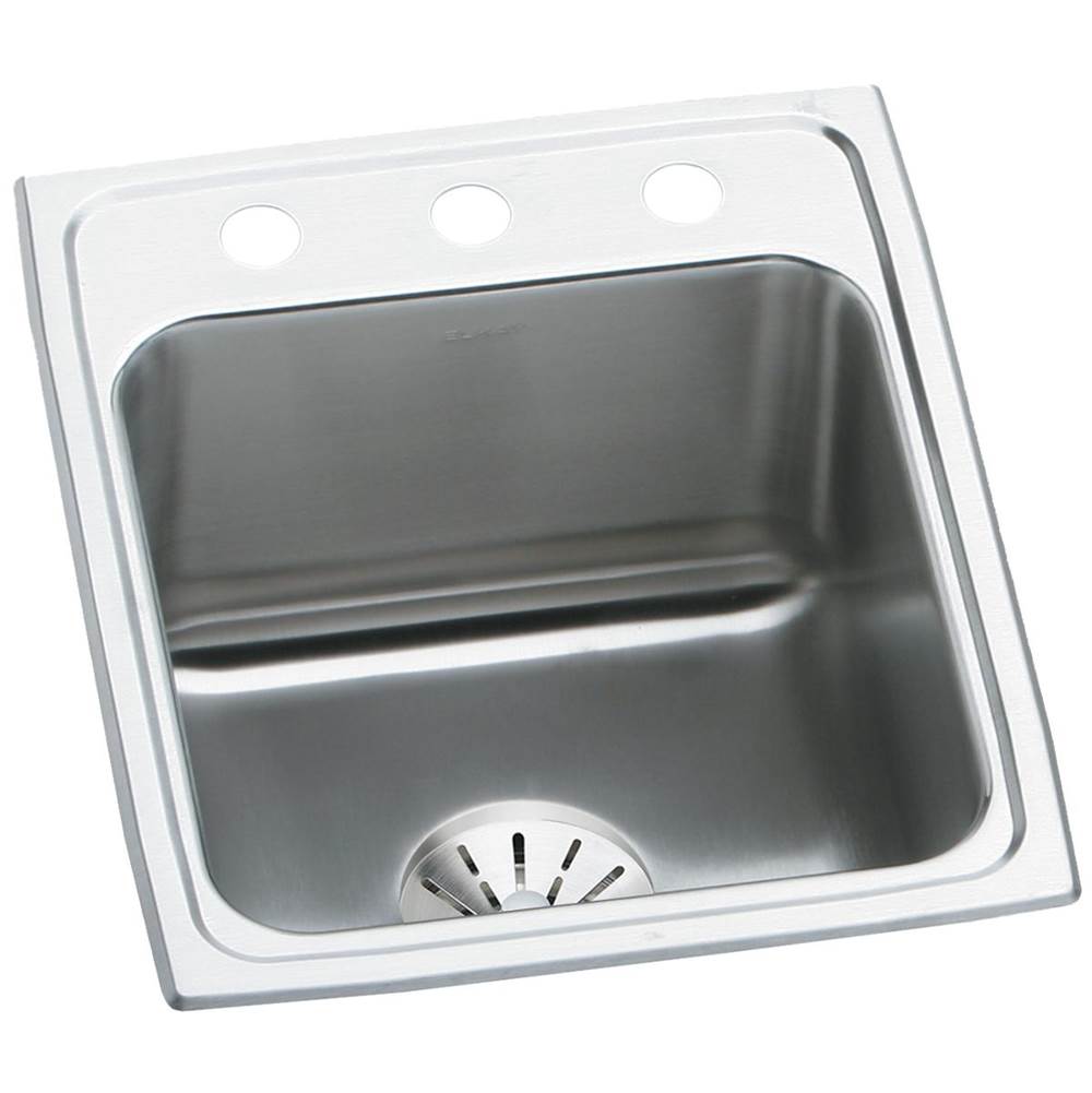 Elkay Lustertone Classic Stainless Steel 17'' x 22'' x 10-1/8'', 3-Hole Single Bowl Drop-in Sink with Perfect Drain