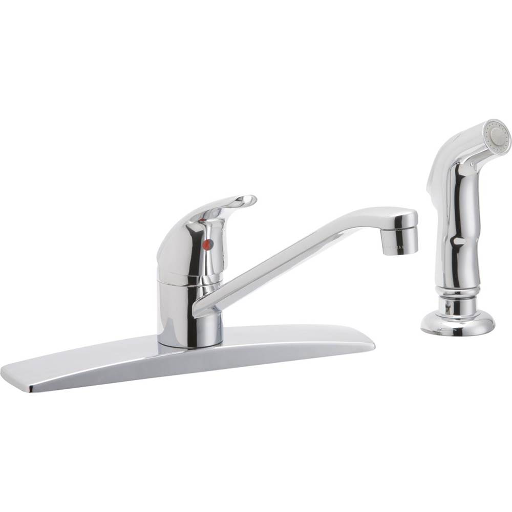 Elkay Everyday Three Hole Deck Mount Kitchen Faucet with Side Spray Chrome