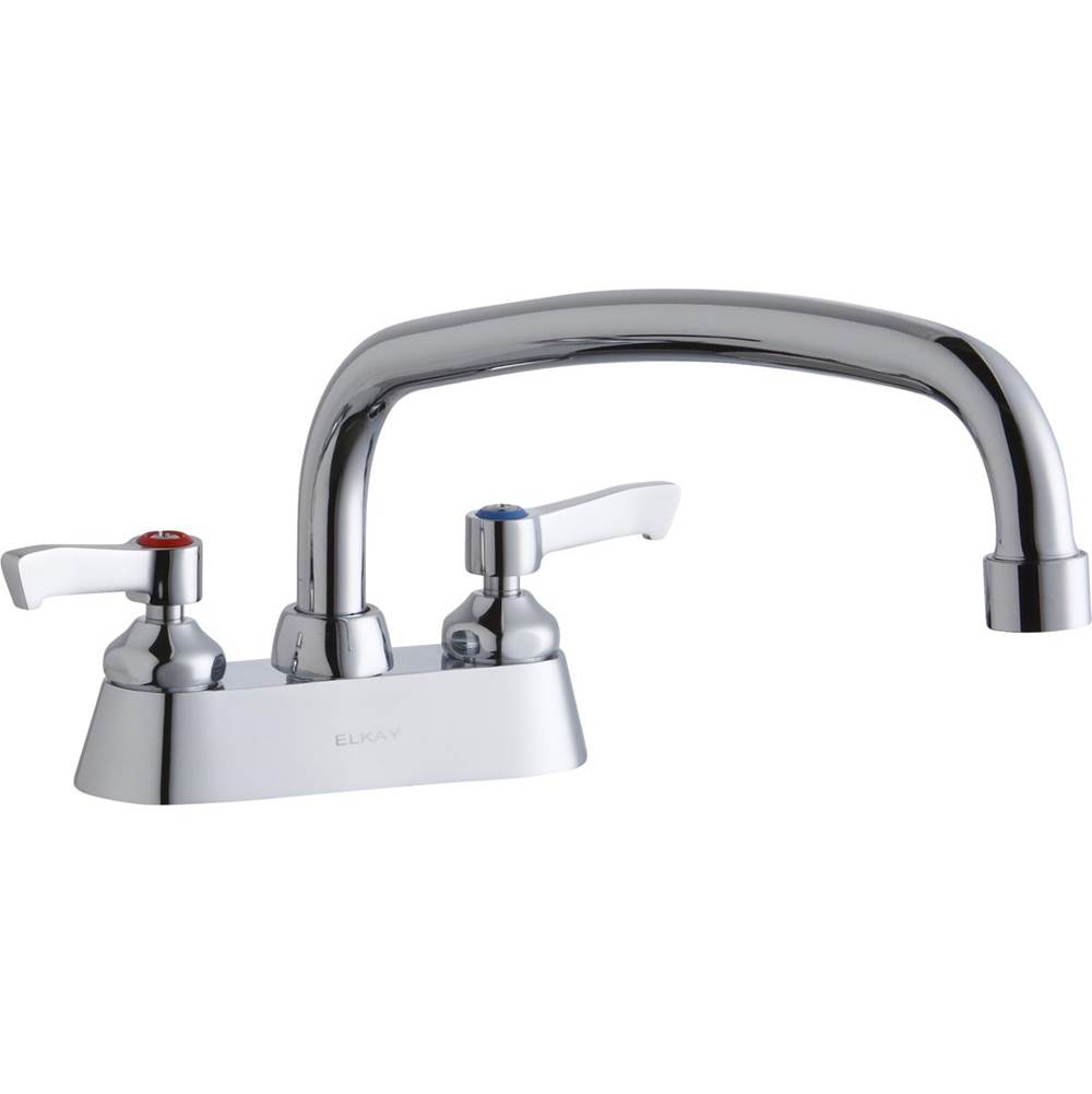 Elkay 4'' Centerset with Exposed Deck Faucet with 12'' Arc Tube Spout 2'' Lever Handles