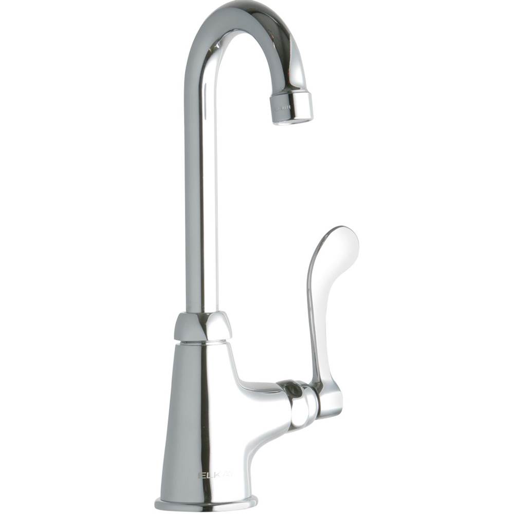Elkay Single Hole with Single Control Faucet with 4'' Gooseneck Spout 4'' Wristblade Handle Chrome