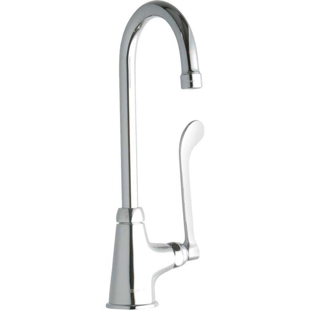Elkay Single Hole with Single Control Faucet with 5'' Gooseneck Spout 6'' Wristblade Handle Chrome