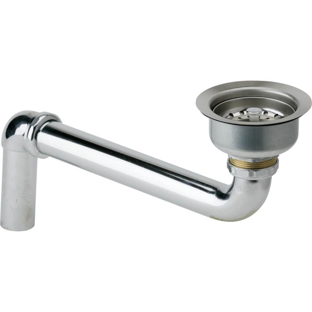 Elkay 3-1/2'' Drain Fitting'' Stainless Steel Body, Strainer Basket and Offset Tailpiece