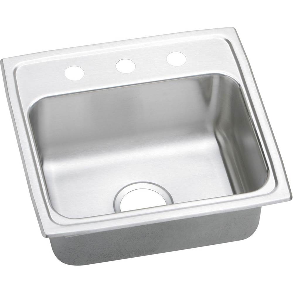 Elkay Lustertone Classic Stainless Steel 19-1/2'' x 19'' x 7-1/2'', 1-Hole Single Bowl Drop-in Sink with Quick-clip