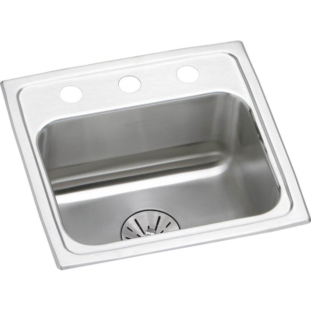 Elkay Lustertone Classic Stainless Steel 17'' x 16'' x 6-1/2'', 2-Hole Single Bowl Drop-in ADA Sink with Perfect Drain