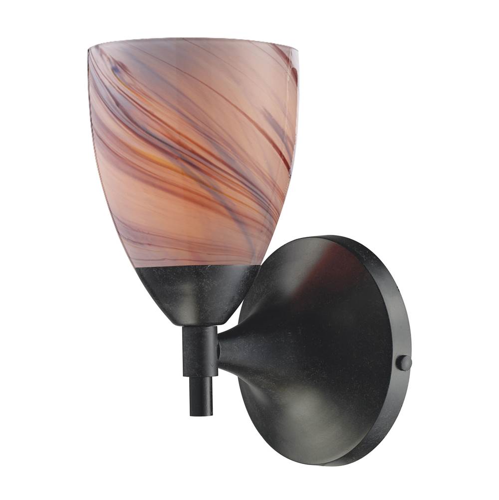 Elk Lighting Celina 1-Light Wall Lamp in Dark Rust With Creme Glass