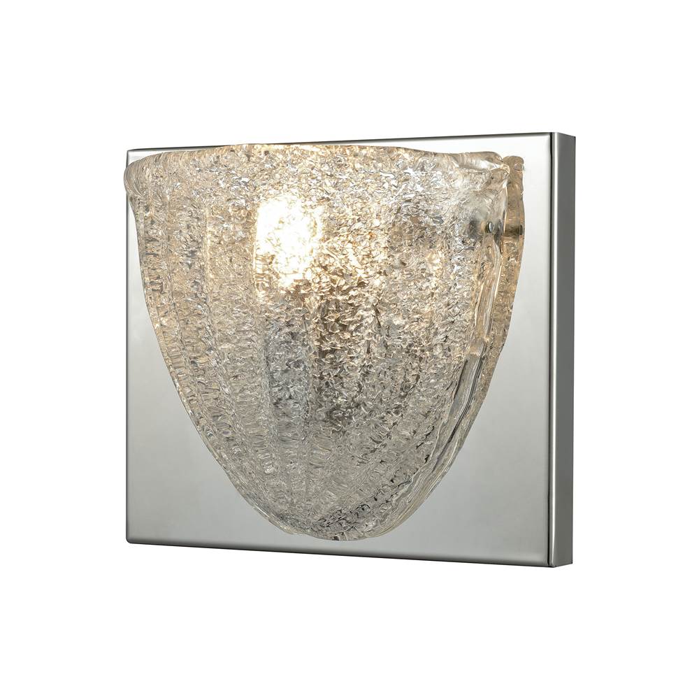 Elk Lighting Verannis 1-Light Vanity Sconce in Polished Chrome With Hand-Formed Clear Sugar Glass