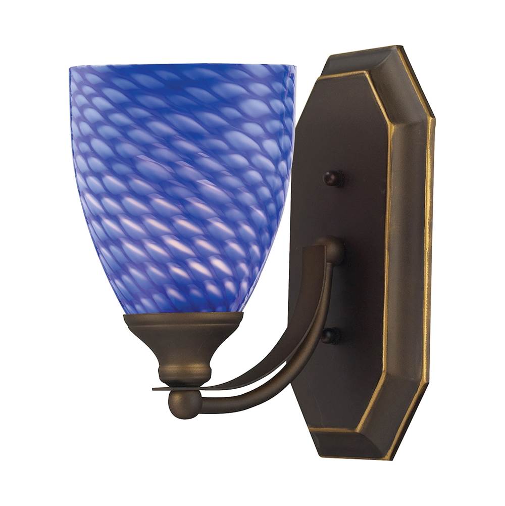 Elk Lighting Mix-N-Match Vanity 1-Light Wall Lamp in Aged Bronze with Sapphire Glass