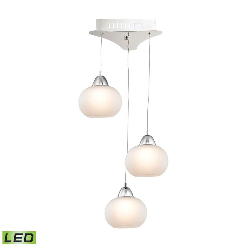 Elk Lighting Ciotola Triple LED Pendant Complete With Whiteglass Shade and Holder