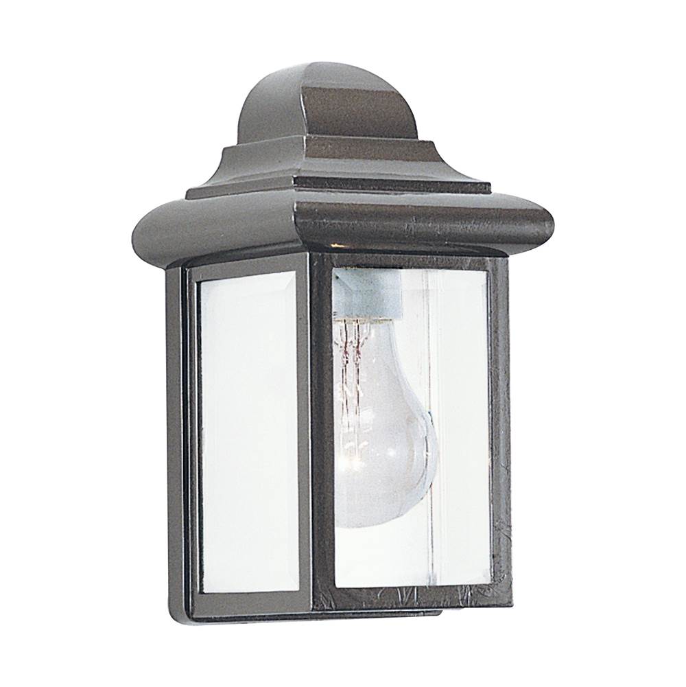 Generation Lighting Mullberry Hill Traditional 1-Light Outdoor Exterior Wall Lantern Sconce In Bronze Finish With Clear Beveled Glass Panels