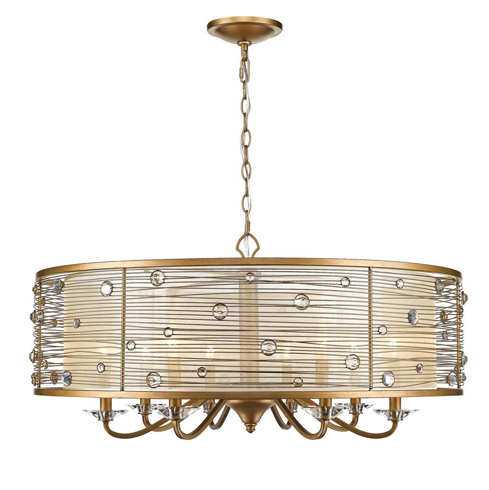 Golden Lighting Joia 8 Light Chandelier in Peruvian Gold with a Sheer Filigree Mist Shade