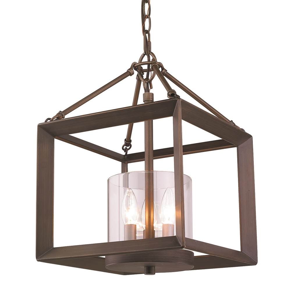Golden Lighting Smyth Convertible Pendant in Gunmetal Bronze with Clear Glass