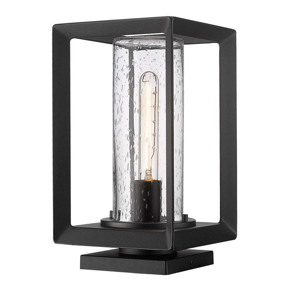 Golden Lighting Smyth NB Pier Mount - Outdoor in Natural Black with Seeded Glass Shade