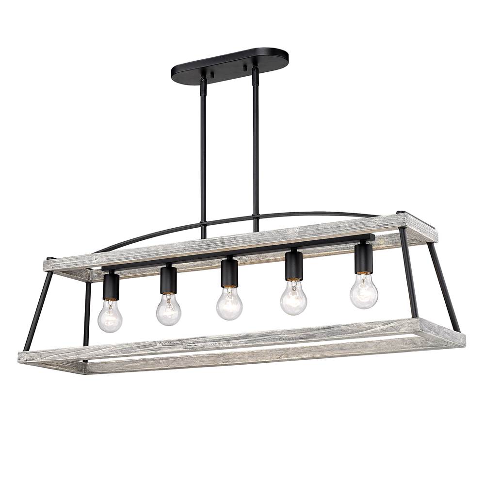 Golden Lighting Teagan Linear Pendant in Natural Black with Gray Harbor Accents