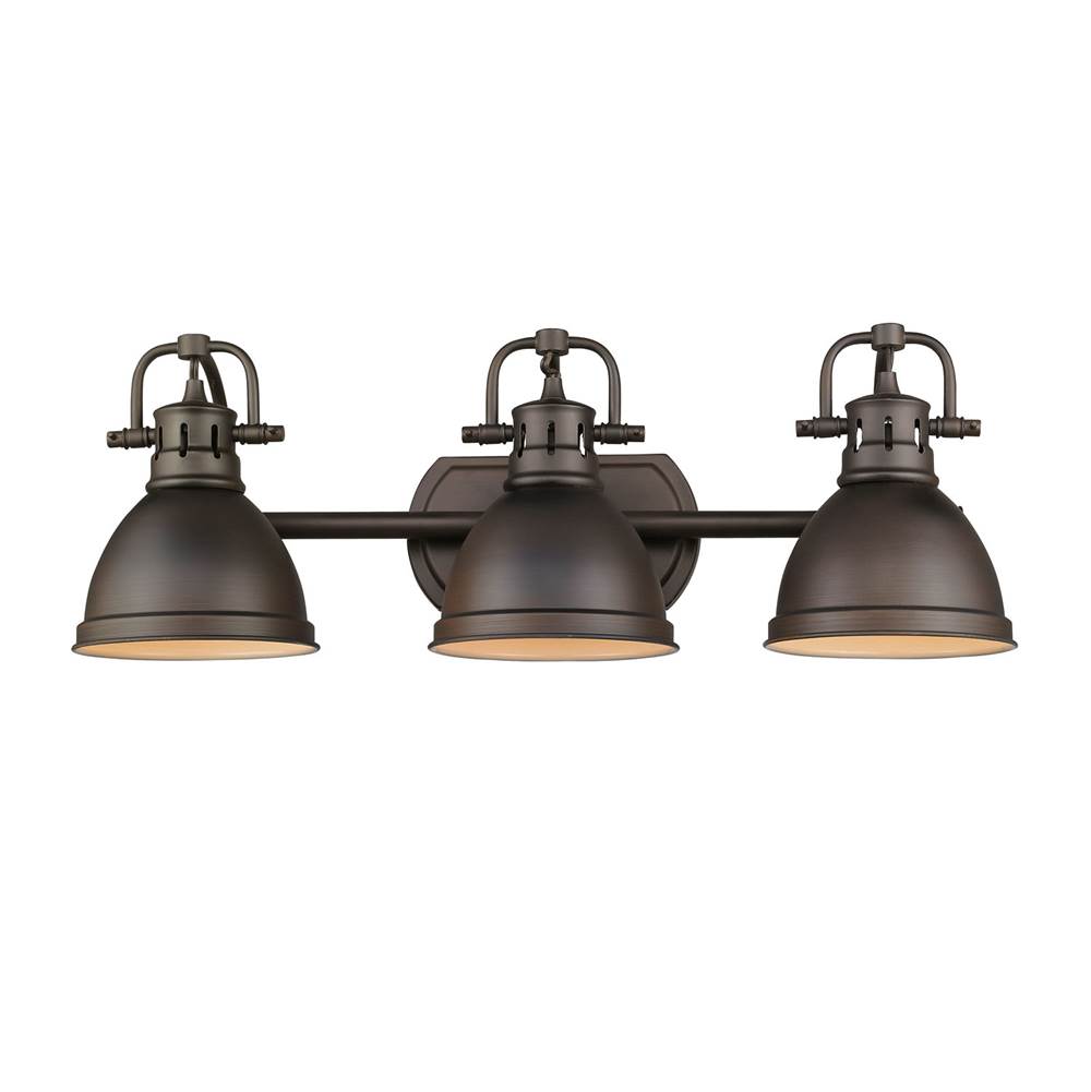 Golden Lighting Duncan 3 Light Bath Vanity in Rubbed Bronze with a Rubbed Bronze Shade