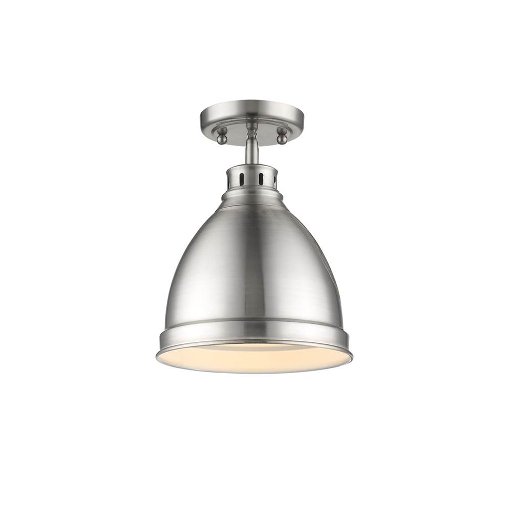Golden Lighting Duncan Flush Mount in Pewter with a Pewter Shade