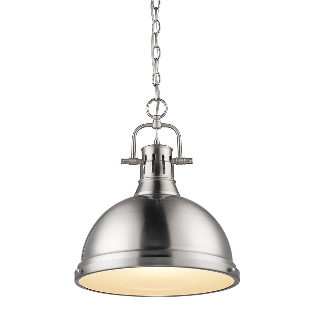 Golden Lighting Duncan 1 Light Pendant with Chain in Pewter with a Pewter Shade