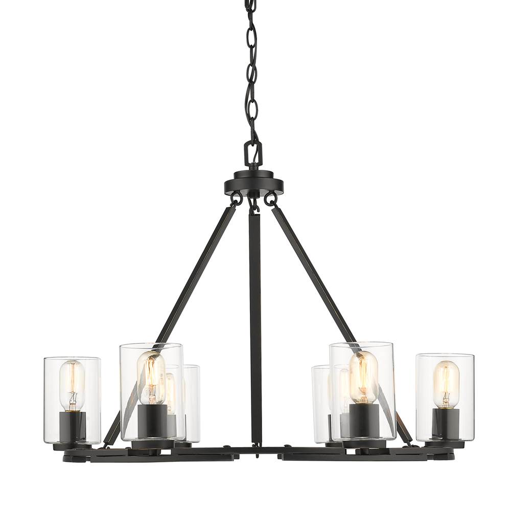 Golden Lighting Monroe 6 Light Chandelier in Matte Black with Gold Highlights and Clear Glass